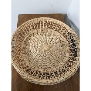 Vintage 1970s Basket‎ Bowl Woven Rattan Wicker  Peoples Republic of China 14 in